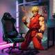 Quadro Decorativo Inspirado no Jogo Street Fighter Personagem Lutador com Kimono Todo Vermelho