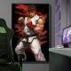 Quadro Decorativo Street Fighter Lutador Kimono Branco Fundo Preto
