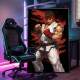 Quadro Decorativo Street Fighter Lutador Kimono Branco Fundo Preto