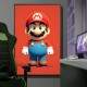 Quadro Decorativo Inspirado em Jogo Super Mario com Fundo Todo Vermelho Ornando com Seu Uniforme