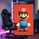 Quadro Decorativo Inspirado em Jogo Super Mario com Fundo Todo Vermelho Ornando com Seu Uniforme