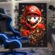 Quadro Decorativo Inspirado em Jogo Super Mario Em Explos�o Fundo Todo Preto