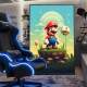 Quadro Decorativo Super Mario na Grama com Cogumelos