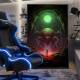 Quadro Decorativo Inspirado em Jogo Super Metroid Retr� Ilumina��o Verde e Rosa
