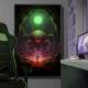 Quadro Decorativo Inspirado em Jogo Super Metroid Retr� Ilumina��o Verde e Rosa