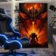 Quadro Decorativo Inspirado em Jogo World of Warcraft Estilo RPG Personagem Cuspindo Fogo