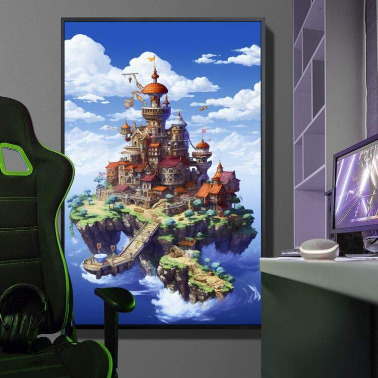 Quadro Decorativo Inspirada em Jogo The Legend of Zelda Estilo RPG Cenrio de Misso