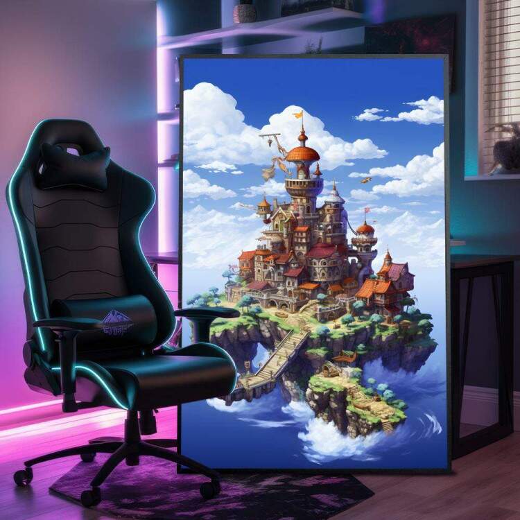 Quadro Decorativo Inspirada em Jogo The Legend of Zelda Estilo RPG Cenrio de Misso