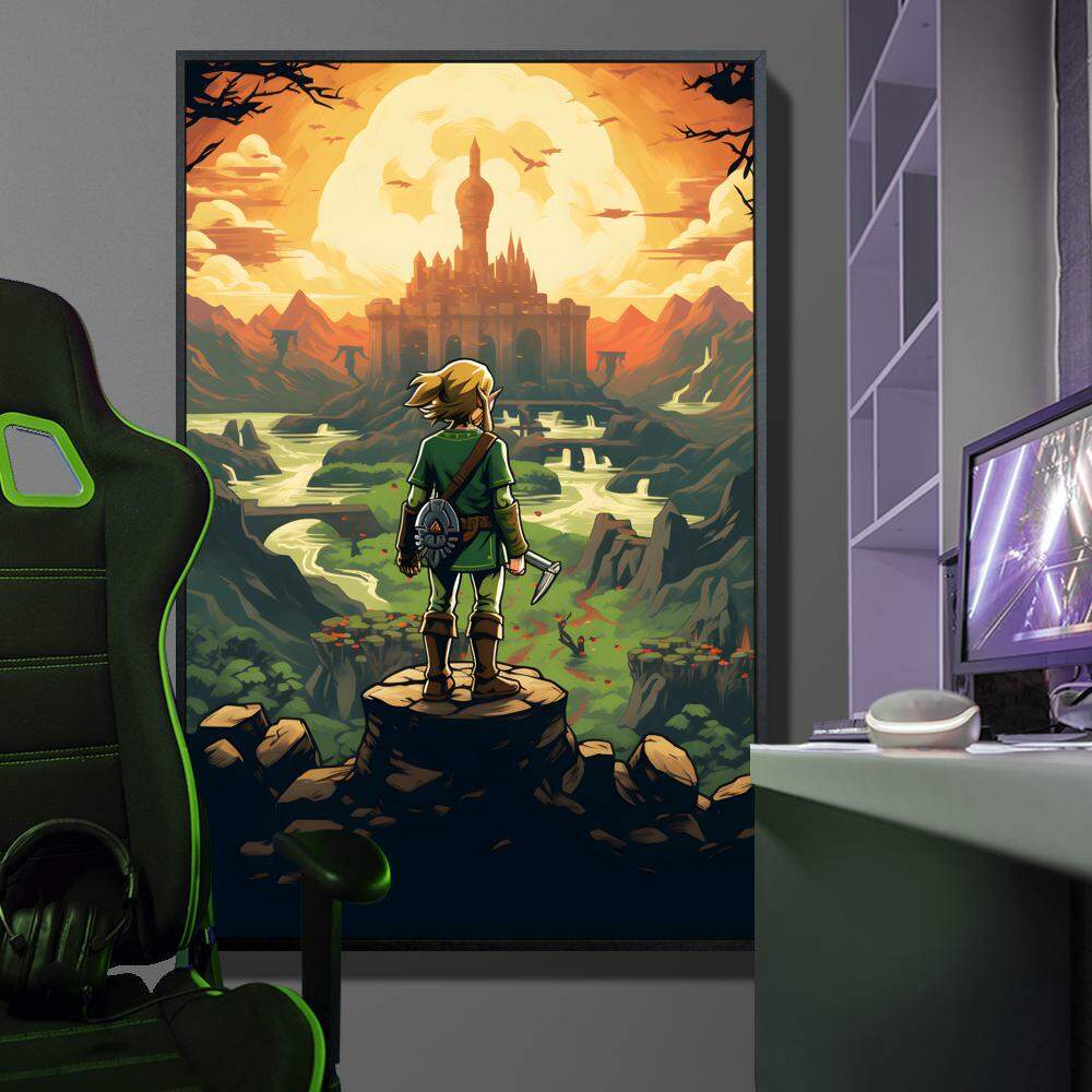 Quadro Decorativo Inspirada em Jogo The Legend of Zelda Estilo RPG Desenho