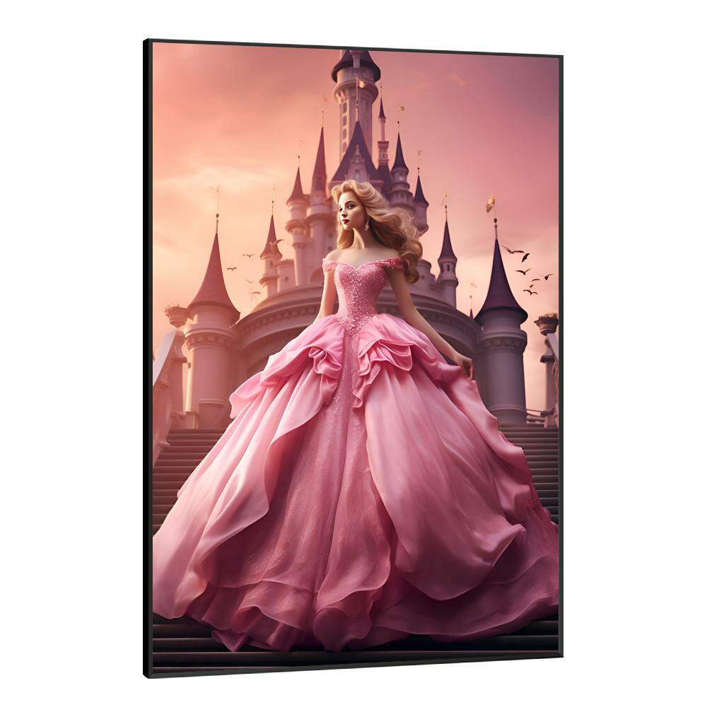 Quadro Decorativo Inspirado em Princesa com Vestido Rosa