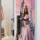 Adesivo de Porta Cole��o Inspirada em Princesa com Lindo Vestido e C�u Rosa