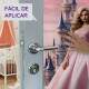 Adesivo de Porta Cole��o Inspirada em Princesa com Lindo Vestido e C�u Rosa