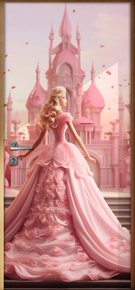 Adesivo de Porta Cole��o Princesa Vestido Rosa