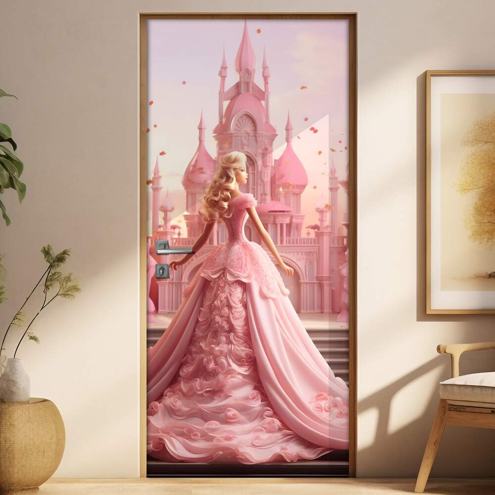 Adesivo de Porta Coleo Princesa Vestido Rosa