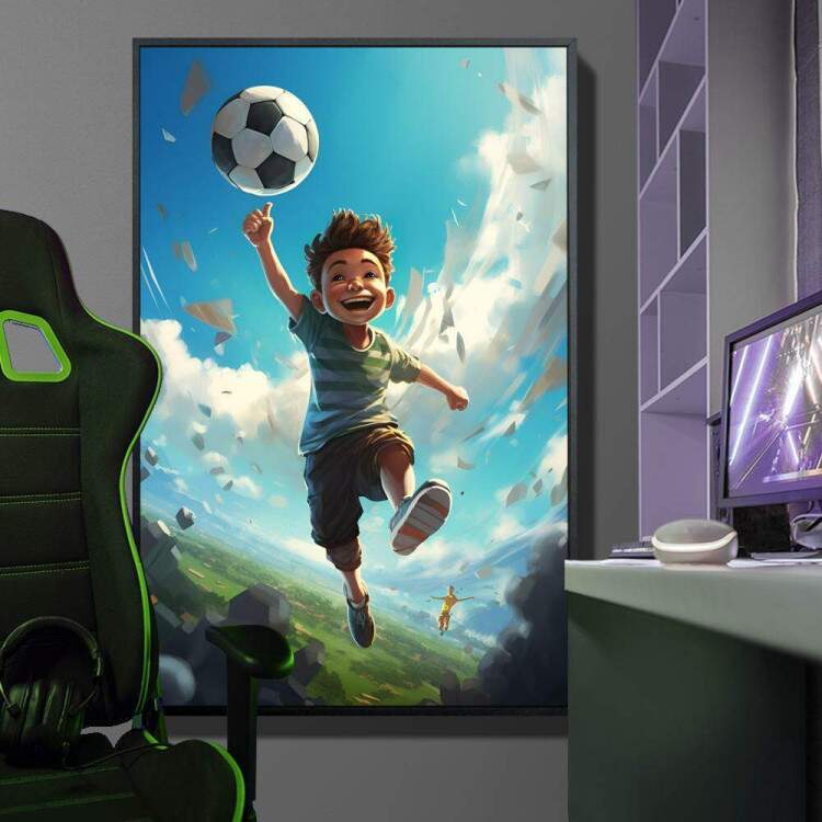 Quadro Decorativo Inspirado em Game de Futebol Pequeno Craque Em Ao