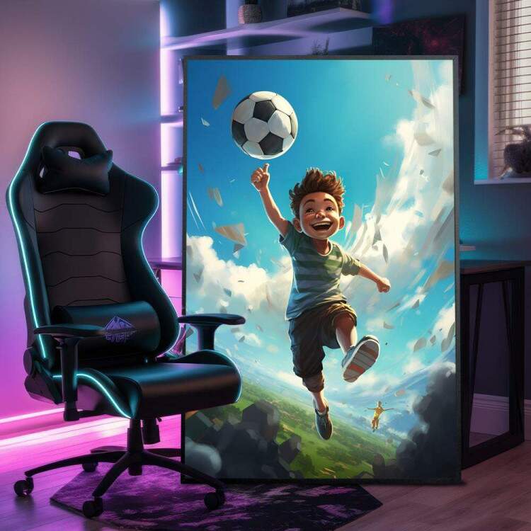 Quadro Decorativo Inspirado em Game de Futebol Pequeno Craque Em Ao