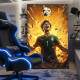Quadro Decorativo Inspirado em Game de Futebol, Jogando com Garra: O Rapaz Que N�o Desiste