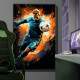 Quadro Decorativo Inspirado em Game de Futebol Estilo Abstrato Foco e Determina��o: o Homem Que N�o Desiste