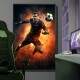 Quadro Decorativo Inspirado em Game de Futebol o Jogador que N�o Desiste Estilo Fa�scas de Fogo no Fundo