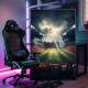 Quadro Decorativo Inspirado em Game de Futebol Jogadores em A��o com Arena Lotada