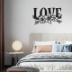 Adesivo de Parede Frase Para Seu Lar Love com Detalhes Florais