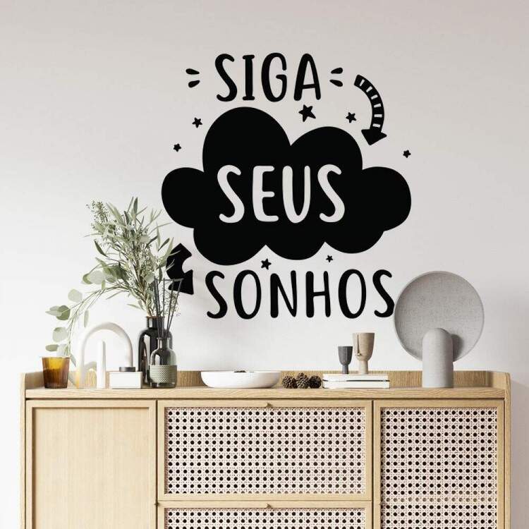 Adesivo de Parede Frase Para Seu Lar Frase Siga Seus Sonhos