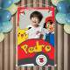 Banner Impresso em Lona Infantil Inspirado em Pok�mon com Nome, Foto e Idade