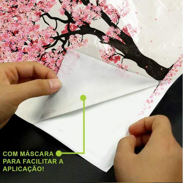 Adesivo de Parede rvore com Flores Rosas Delicadas
