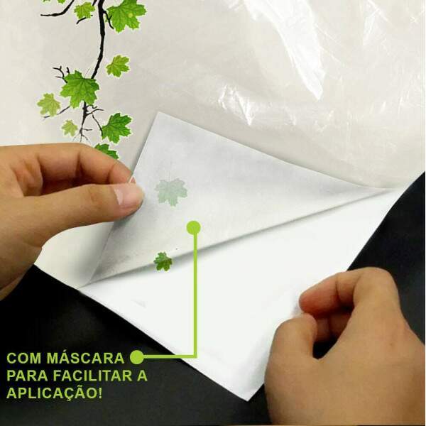 Adesivo de Parede Floral Galho Repleto de Folhas Verdes