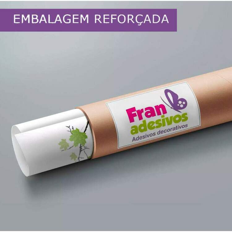 Adesivo de Parede Floral Galho Repleto de Folhas Verdes