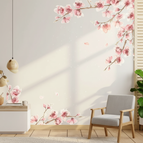 Adesivo de Parede Floral Galhos de Sakura