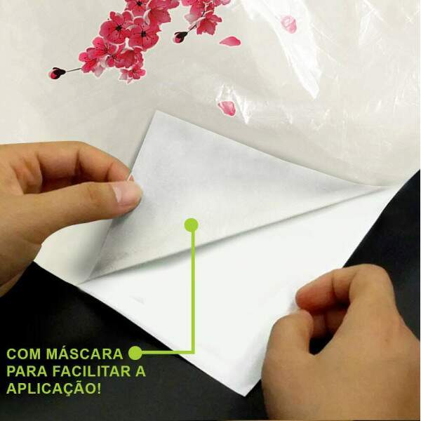 Adesivo de Parede Floral Sakura em Galhos Repleto de Flores Rosas
