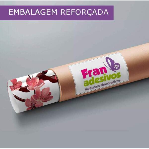 Adesivo de Parede Floral Sakura em Galhos Repleto de Flores Vermelhas