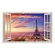 Adesivo de Parede de Janela Falsa Paisagem Urbana Torre Eiffel P�r-do-Sol