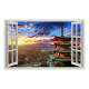Adesivo de Parede de Janela Falsa Monumento Montanha Fuji Jap�o