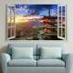Adesivo de Parede de Janela Falsa Monumento Montanha Fuji Jap�o