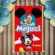 Banner em Lona Infantil em Mickey Personalizado com Foto e Fundo Vermelho