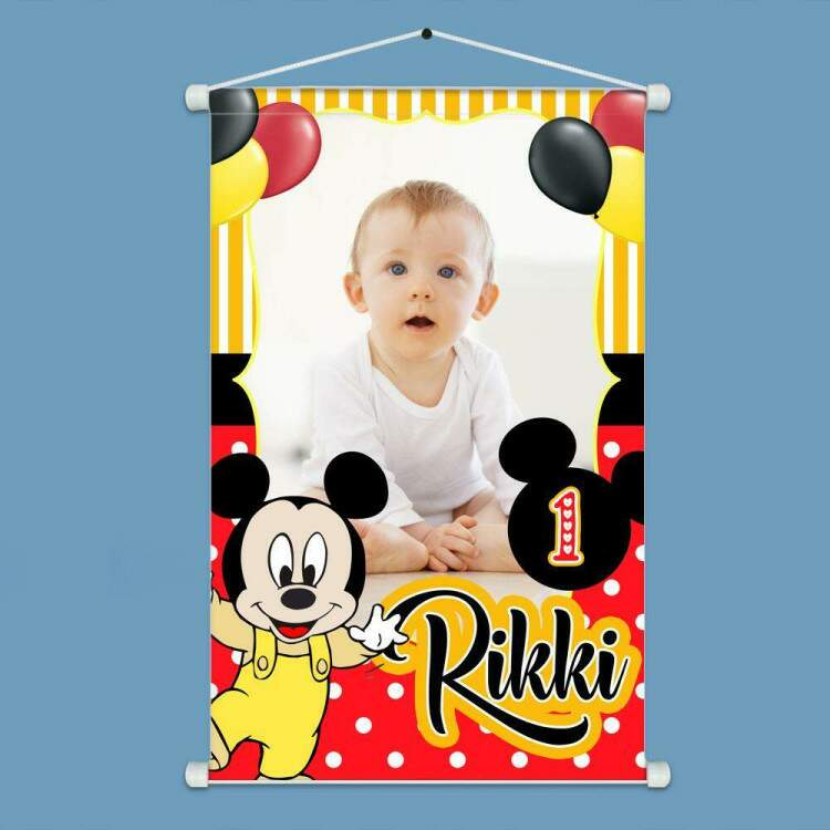 Banner em Lona Infantil em Baby Mickey Personalizado com Foto