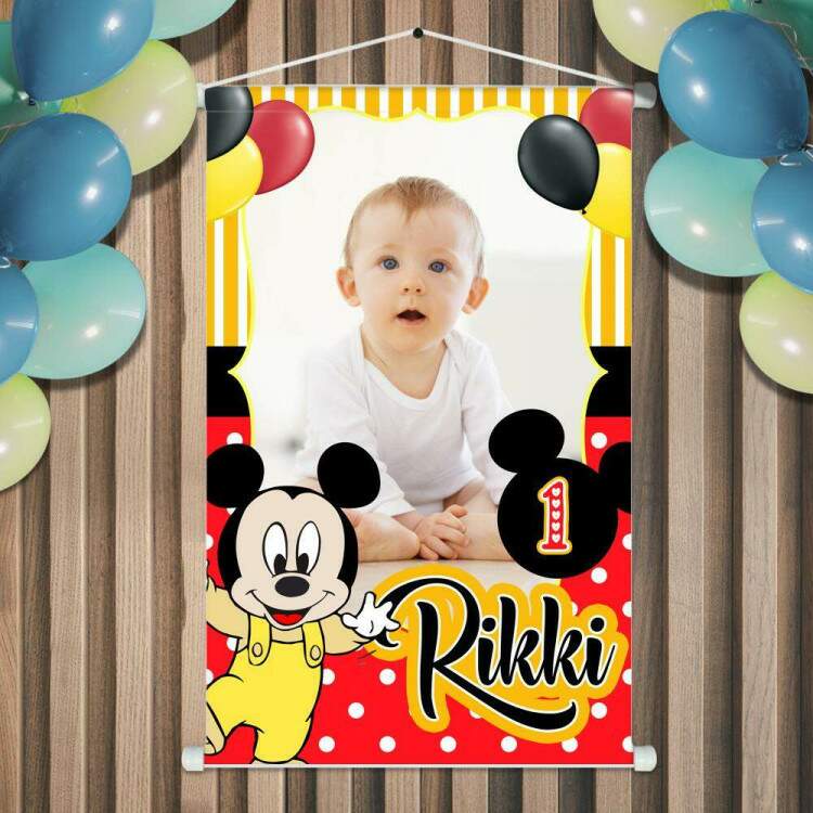 Banner em Lona Infantil em Baby Mickey Personalizado com Foto