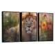 Kit 3 Quadros Decorativos Le�o em Meio as Flores Na Primavera