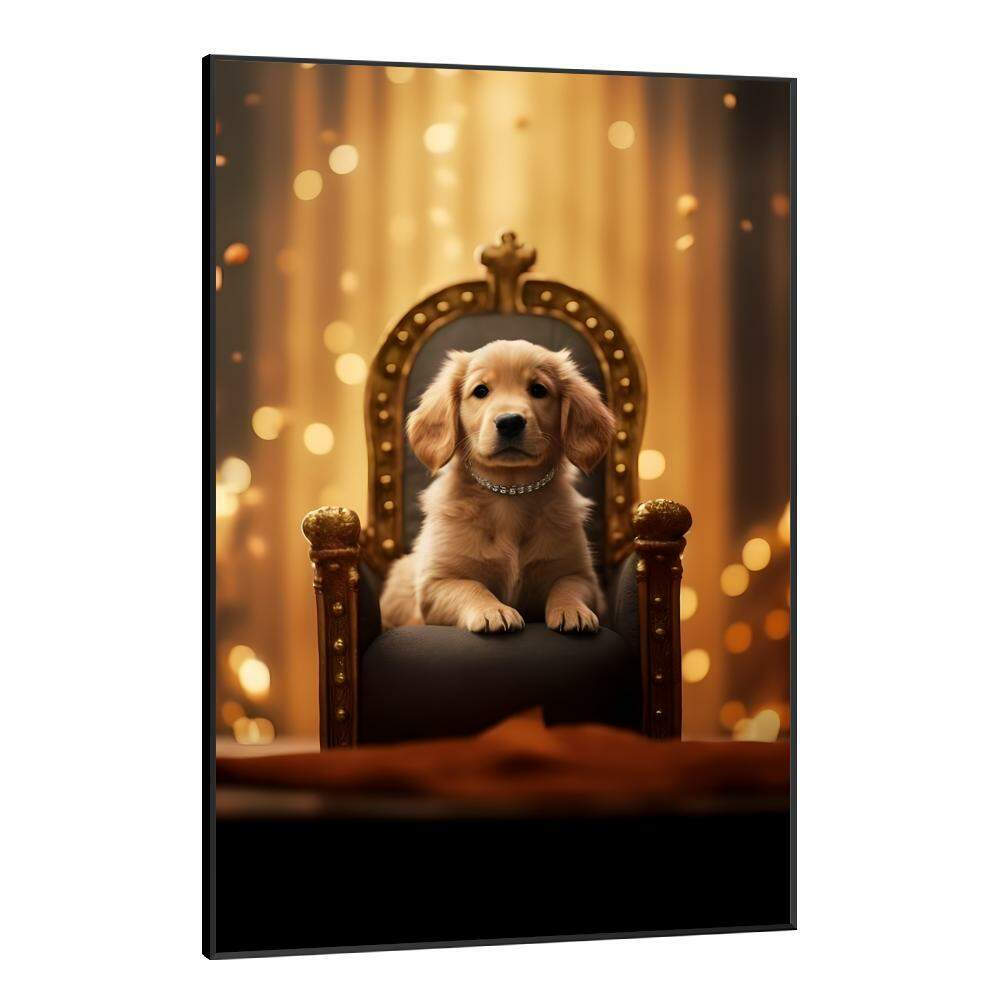 Quadro Decorativos de Animais Cachorro em Caminha Luxuosa com Fundo Brilhoso