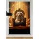 Quadro Decorativos de Animais Cachorro em Caminha Luxuosa com Fundo Brilhoso