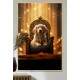 Quadro Decorativos de Animais Cachorro em Caminha Luxuosa com Fundo Brilhoso