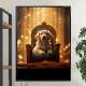 Quadro Decorativos de Animais Cachorro em Caminha Luxuosa com Fundo Brilhoso