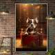 Quadro Decorativos de Animais Cachorro Fofo em Caminha Luxuosa com Fundo Brilhoso