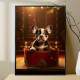 Quadro Decorativos de Animais Cachorro Fofo em Caminha Luxuosa com Fundo Brilhoso