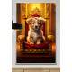 Quadro Decorativos de Animais Cachorro Fofo em Trono Luxuoso