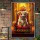 Quadro Decorativos de Animais Cachorro Fofo em Trono Luxuoso