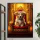 Quadro Decorativos de Animais Cachorro Fofo em Trono Luxuoso