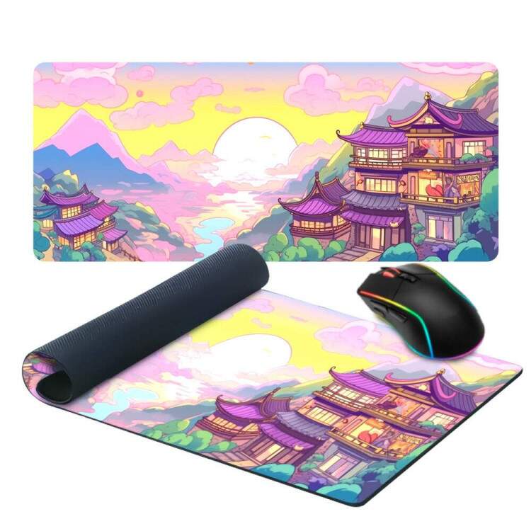 Mouse Pad Gigante 70x30cm Anime Desenho de Vilarejo Roxo